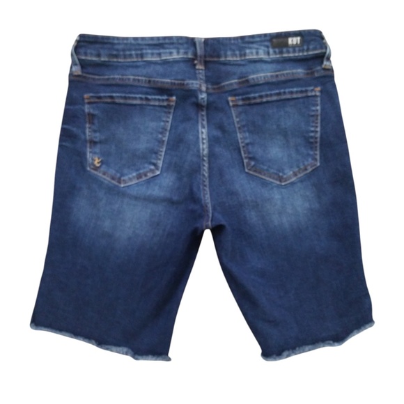 Kut from the Kloth Frayed Hem Bermuda Jean Shorts Size 10 - Picture 8 of 14